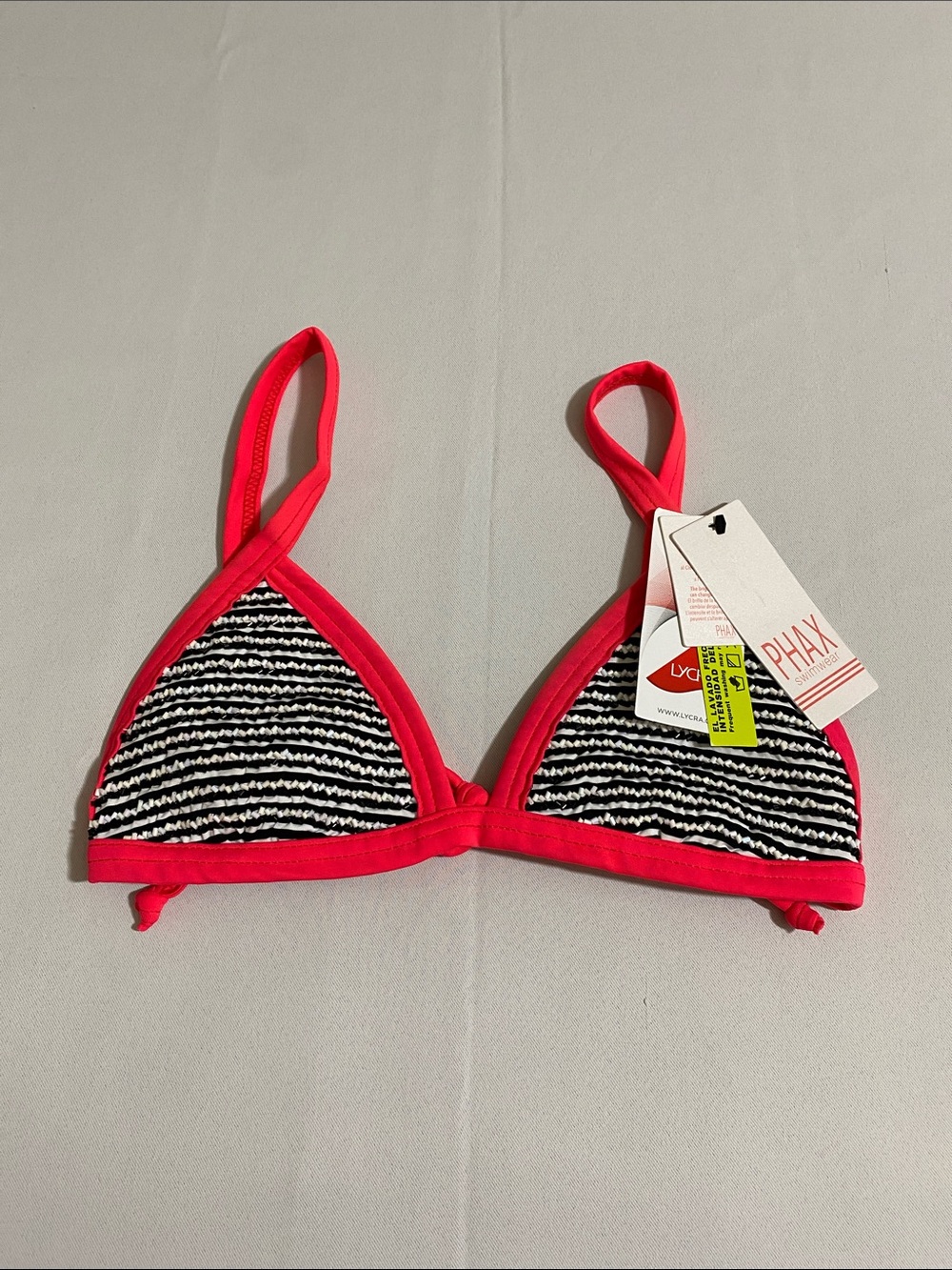 PHAX Seagado Mini Triangle Bikini Top w Black & White Beads Women's Size S